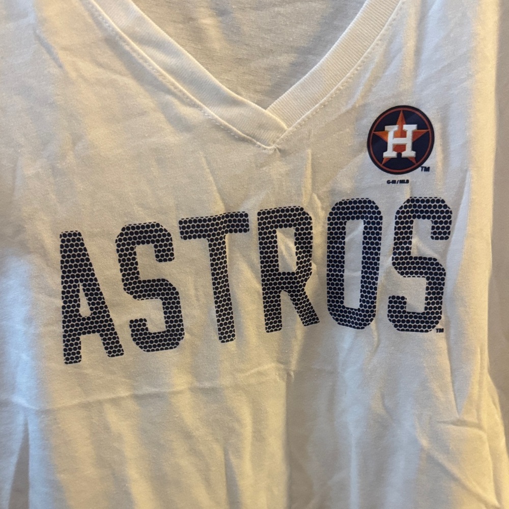 Astros Women's White V-Neck T-Shirt - Picture 3 of 4
